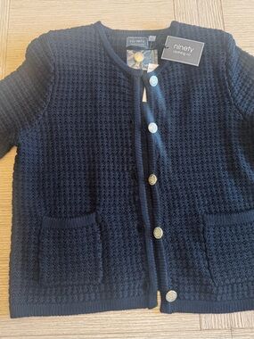 Ninety Clothing Navy Waffle Knit Button Cardigan Size M
